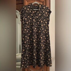 J.Jill Wearever Collection Floral Black and Tan Dress
